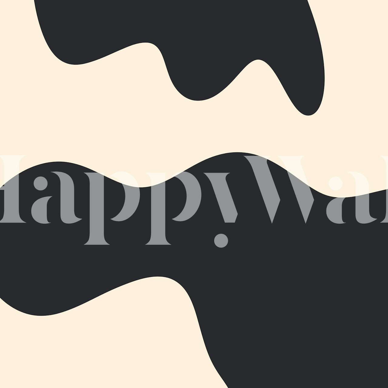 Abstract monochrome shapes wall mural with organic forms in black and beige