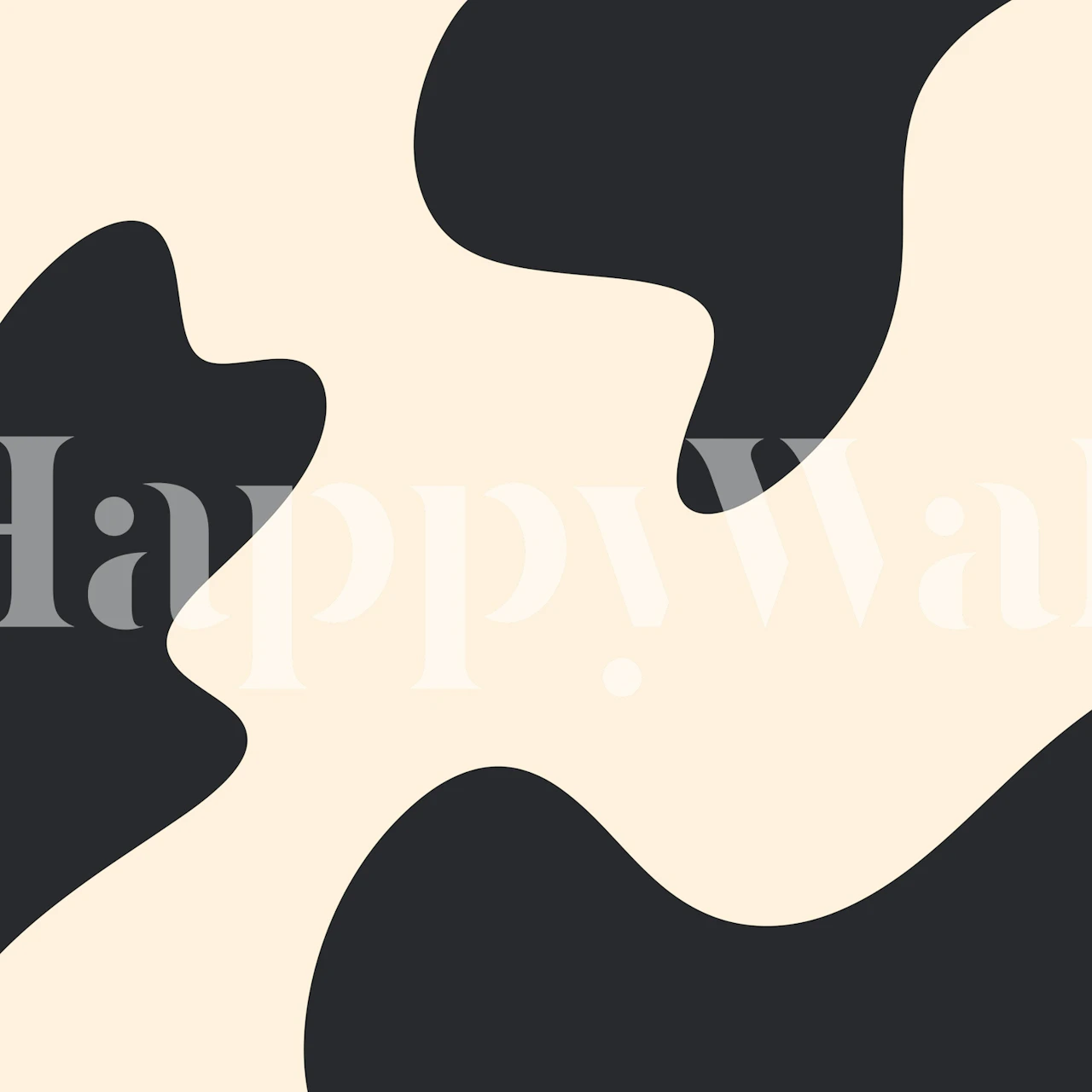 Abstract monochrome shapes wallpaper in a room