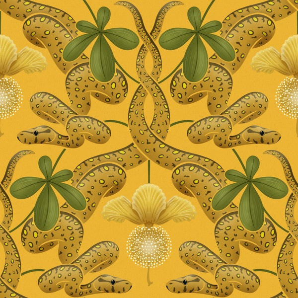 Snakes in the boabab tree mustard yellow