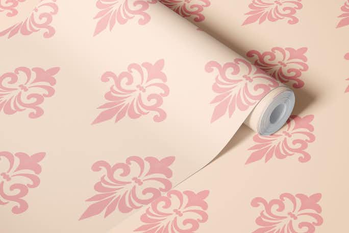 Fleur de lis pink on pinkwallpaper roll