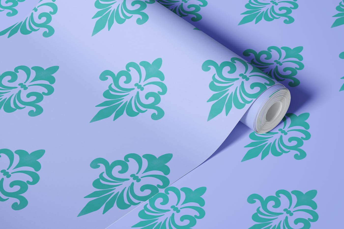 Fleur de lis Blue on blue wallpaper roll