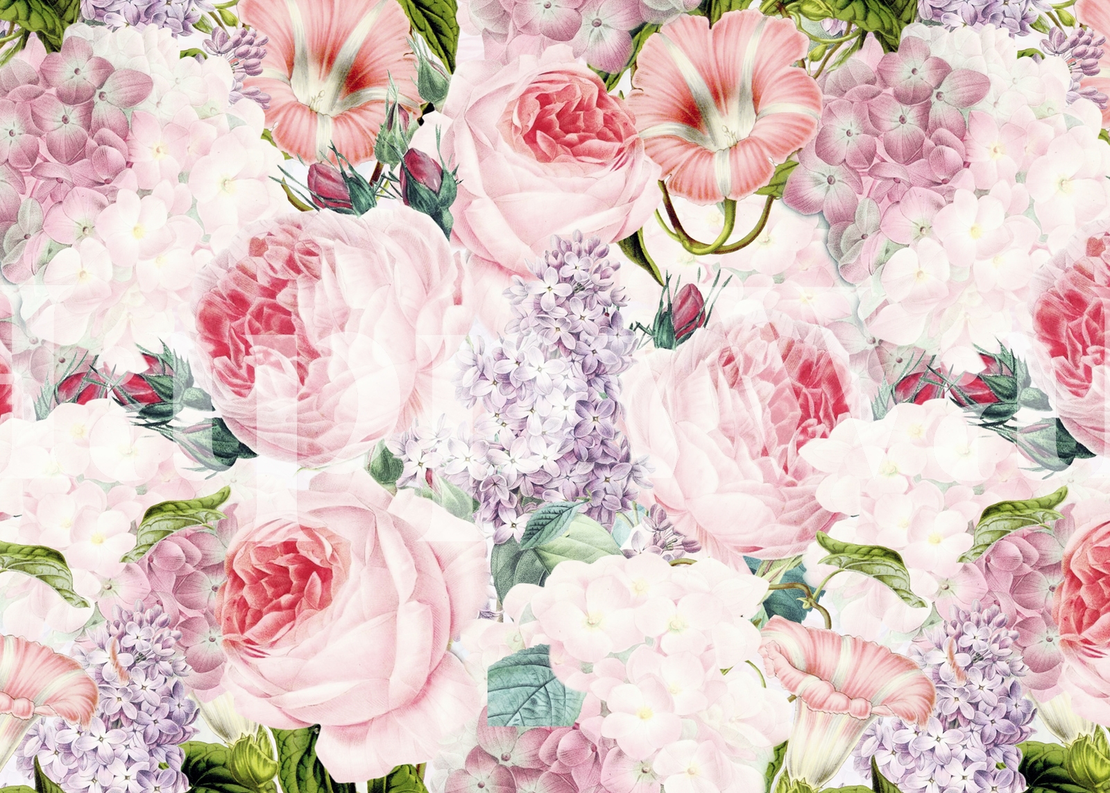 Vintage Roses and Lilacs Wallpaper - Happywall