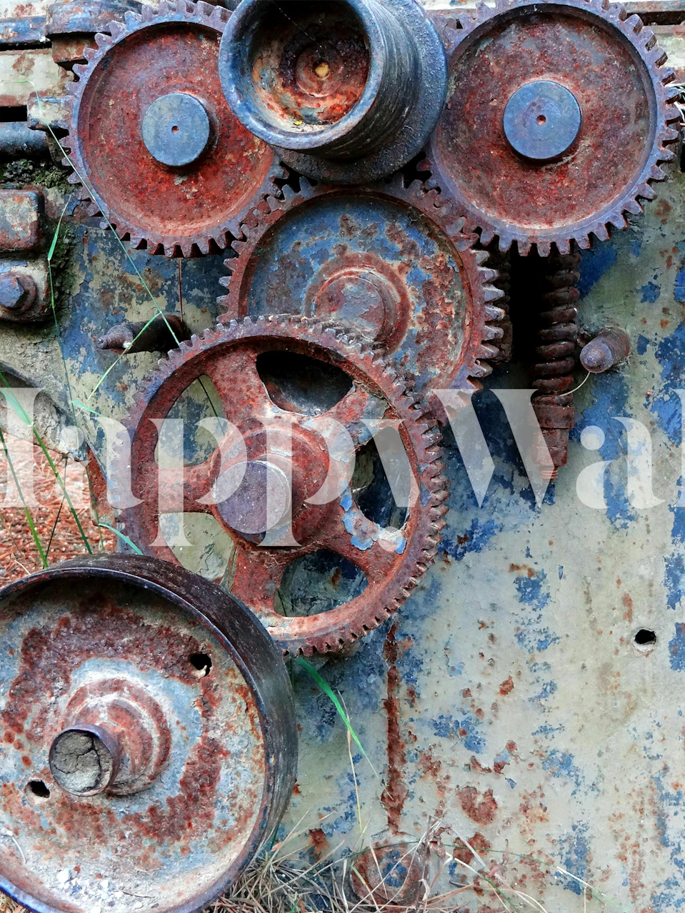 Industrial gears wallpaper in a room