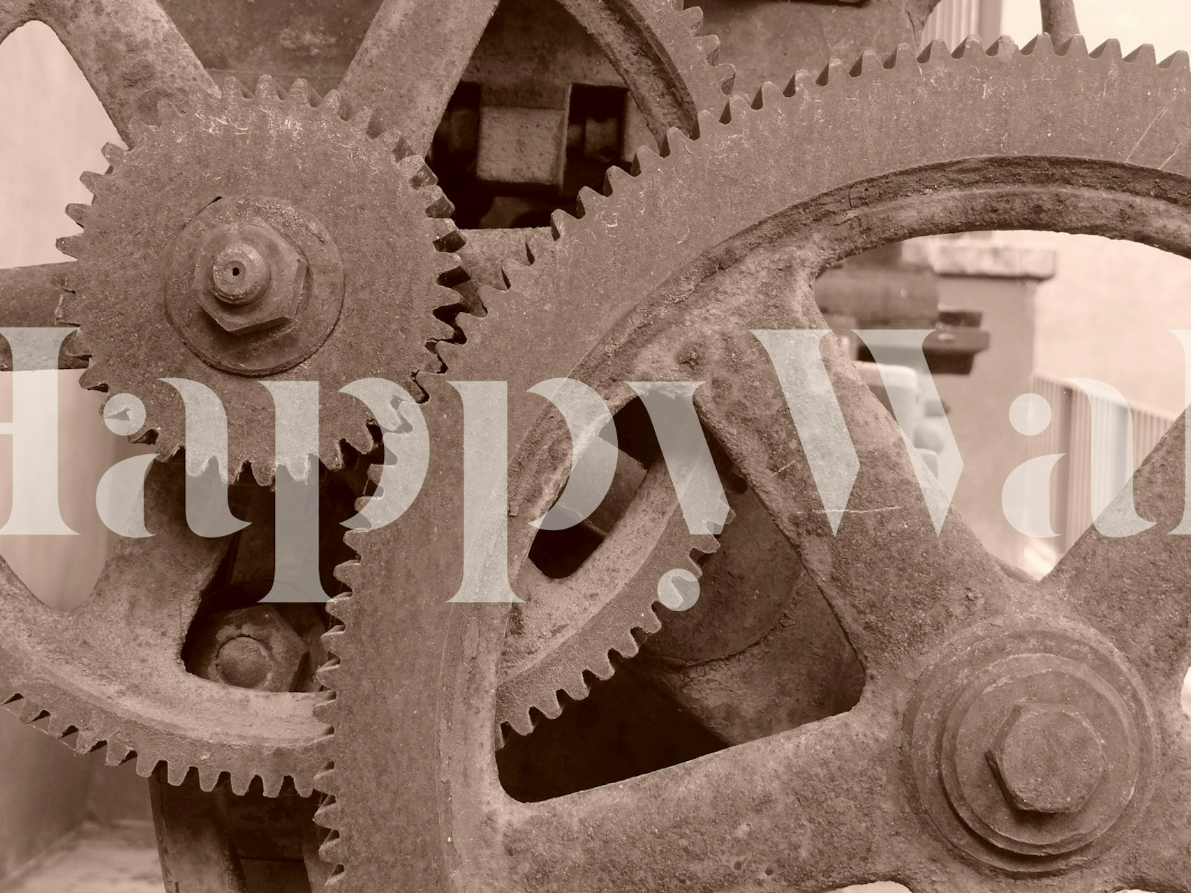 Big Gears sepia tapet i ett rum