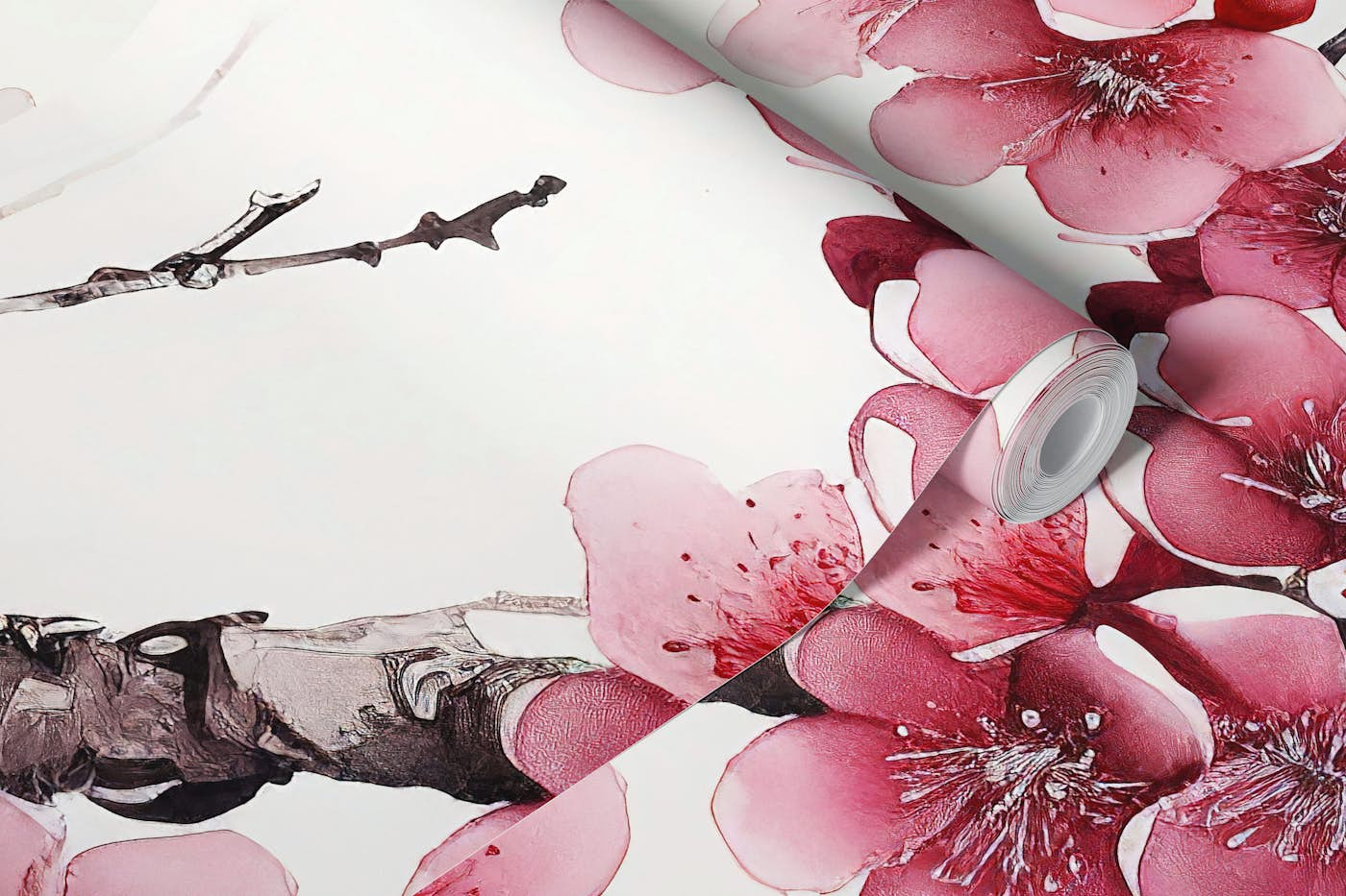 Ink Cherry Blossoms Branches #8 wallpaper roll