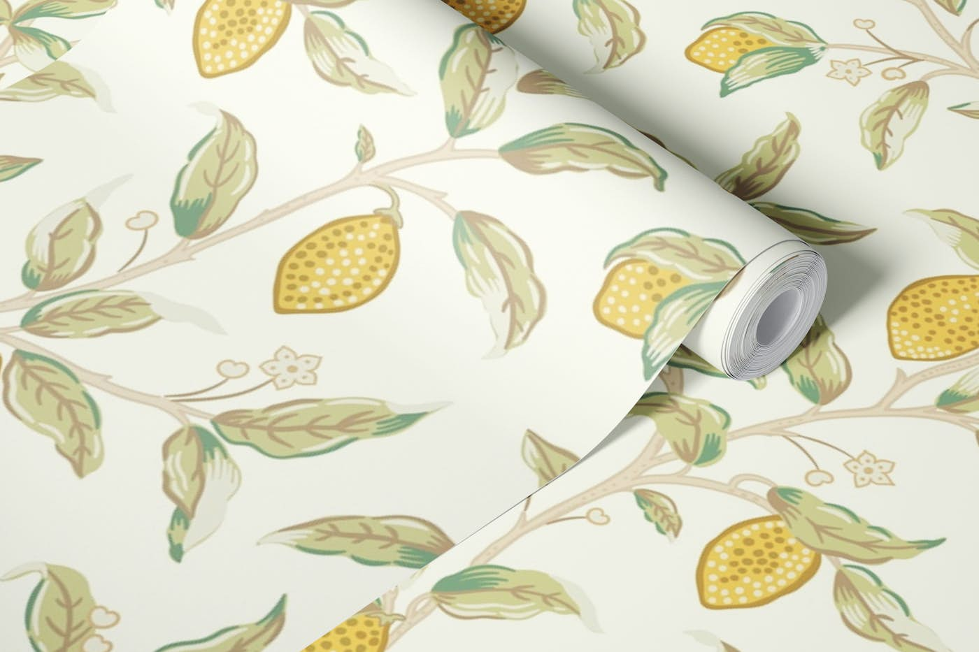 Victorian Lemon Tree on Ivory wallpaper roll