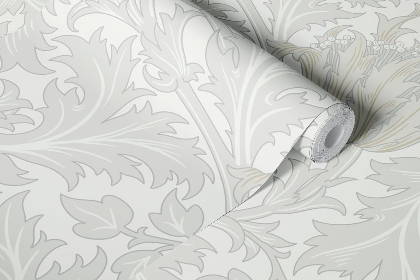 Victorian Anemone pattern 2 Almost white wallpaper roll