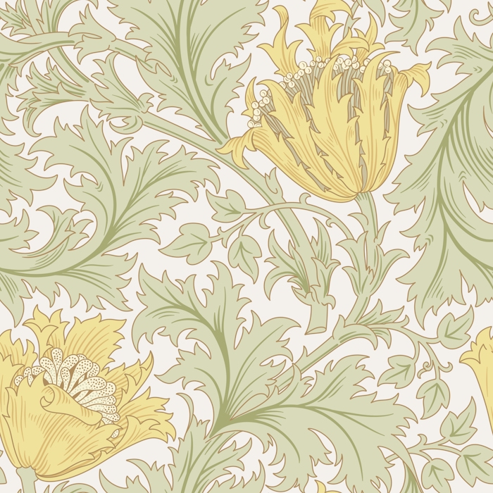 Floral Pale Yellow Wallpaper for Vintage Decor
