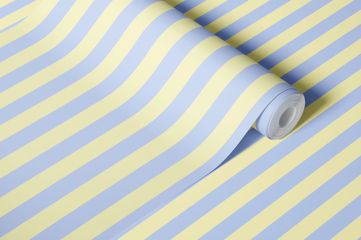 Stripes Babyblue Yellow wallpaper roll