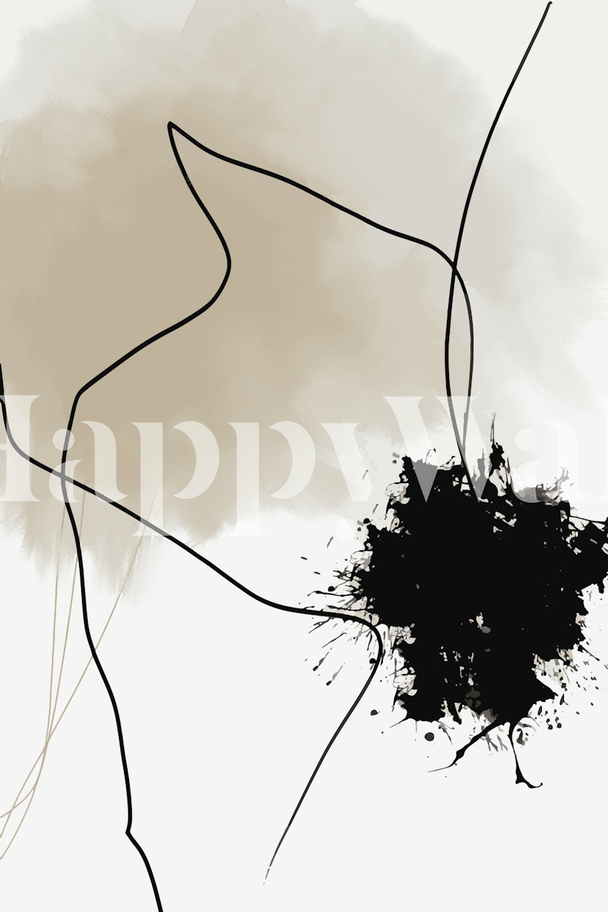 Design de papier peint noir et beige abstrait