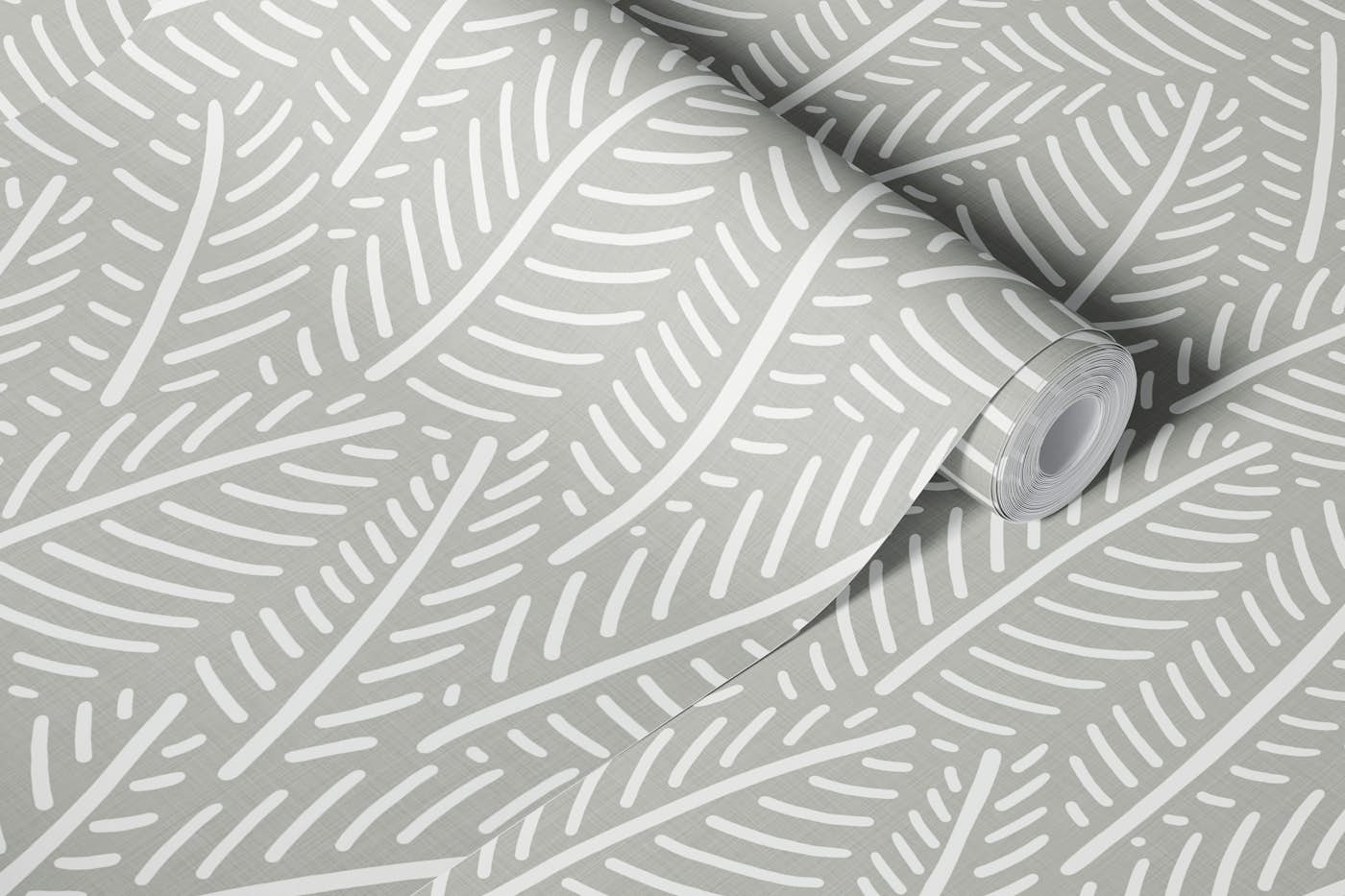 Herringbone Leaves - Gray wallpaper roll