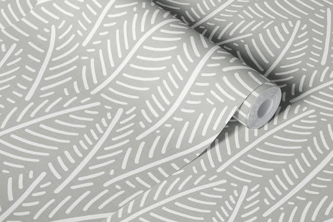 Herringbone Leaves - Graywallpaper roll