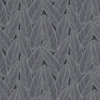 Line Art Leaves - Black tapete