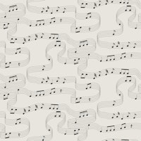 Musical Notes Black and Cream White tapete