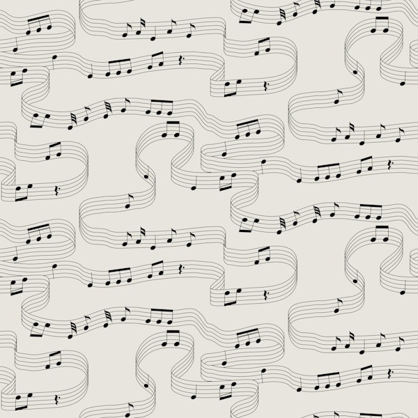 Musical Notes Black and Cream White