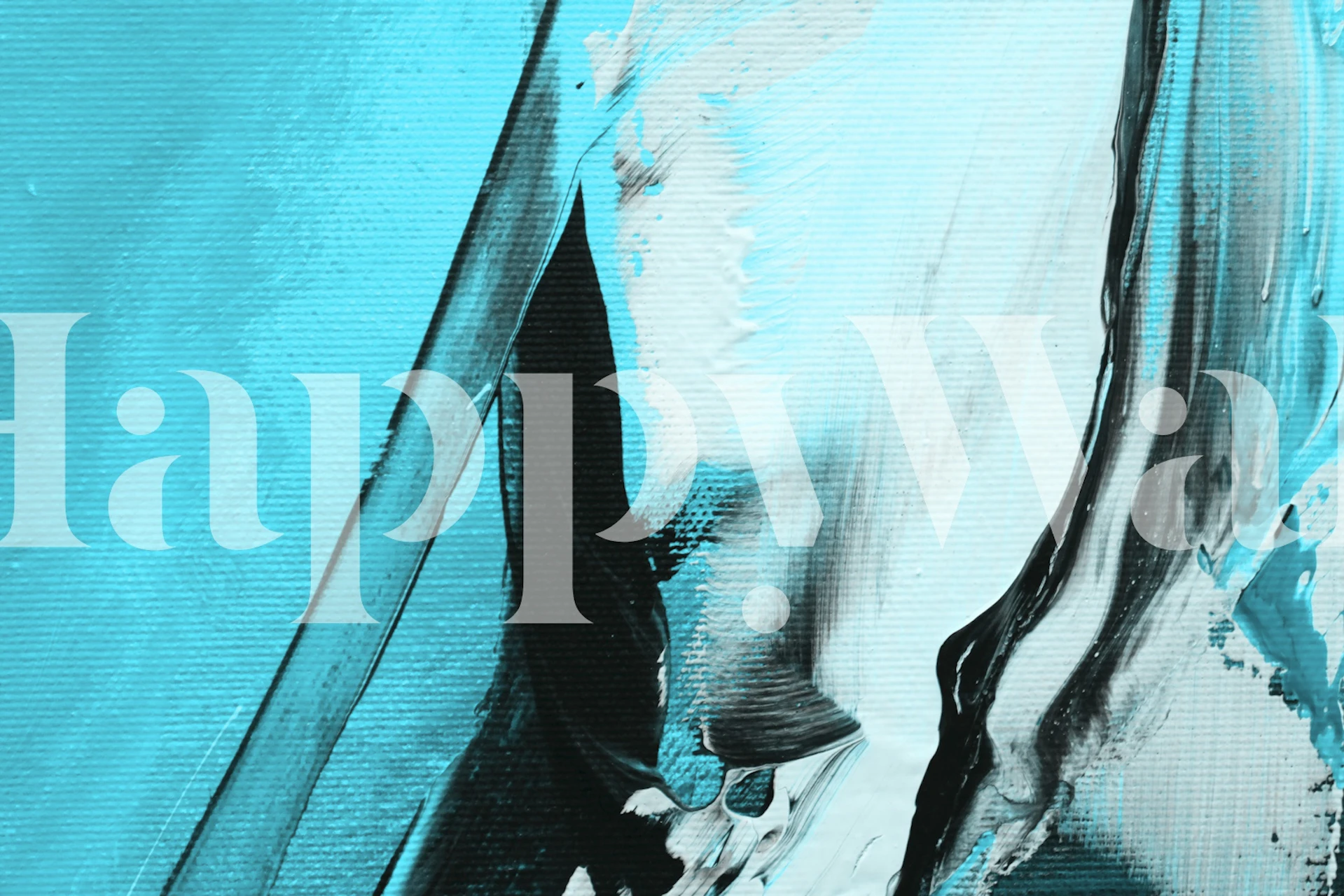 Turquoise and black abstract art wallpaper