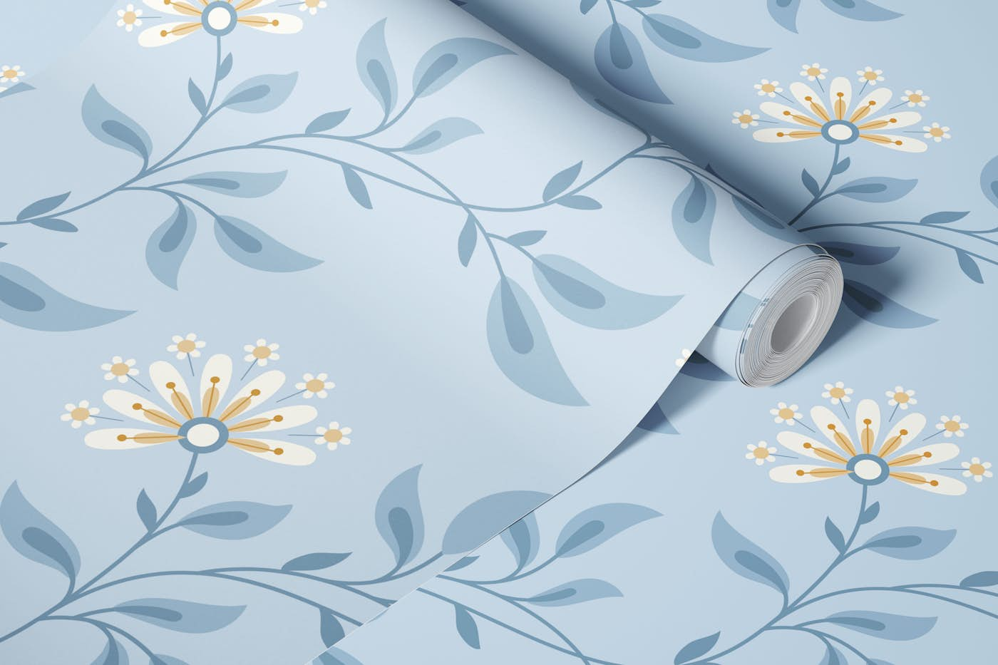 Trailing Floral, lightblue, L wallpaper roll