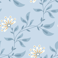 Trailing Floral, Light Blue, Large wallpaper