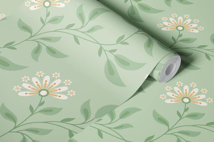 Trailing Floral, sagegreen, Lwallpaper roll