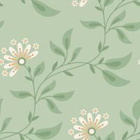 Trailing Floral, Sage Green, Large wallpaper