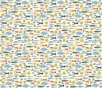 Scallop Shell Fishes Scene on Cream tapete