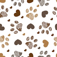 Brown paw prints with heart pattern tapete
