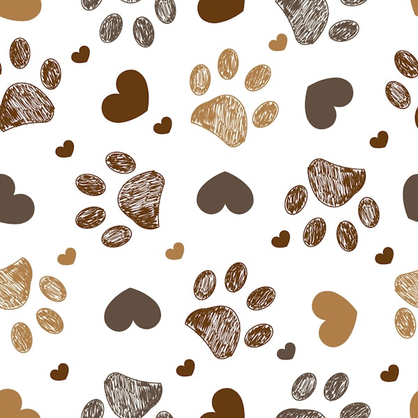 Brown paw prints with heart
