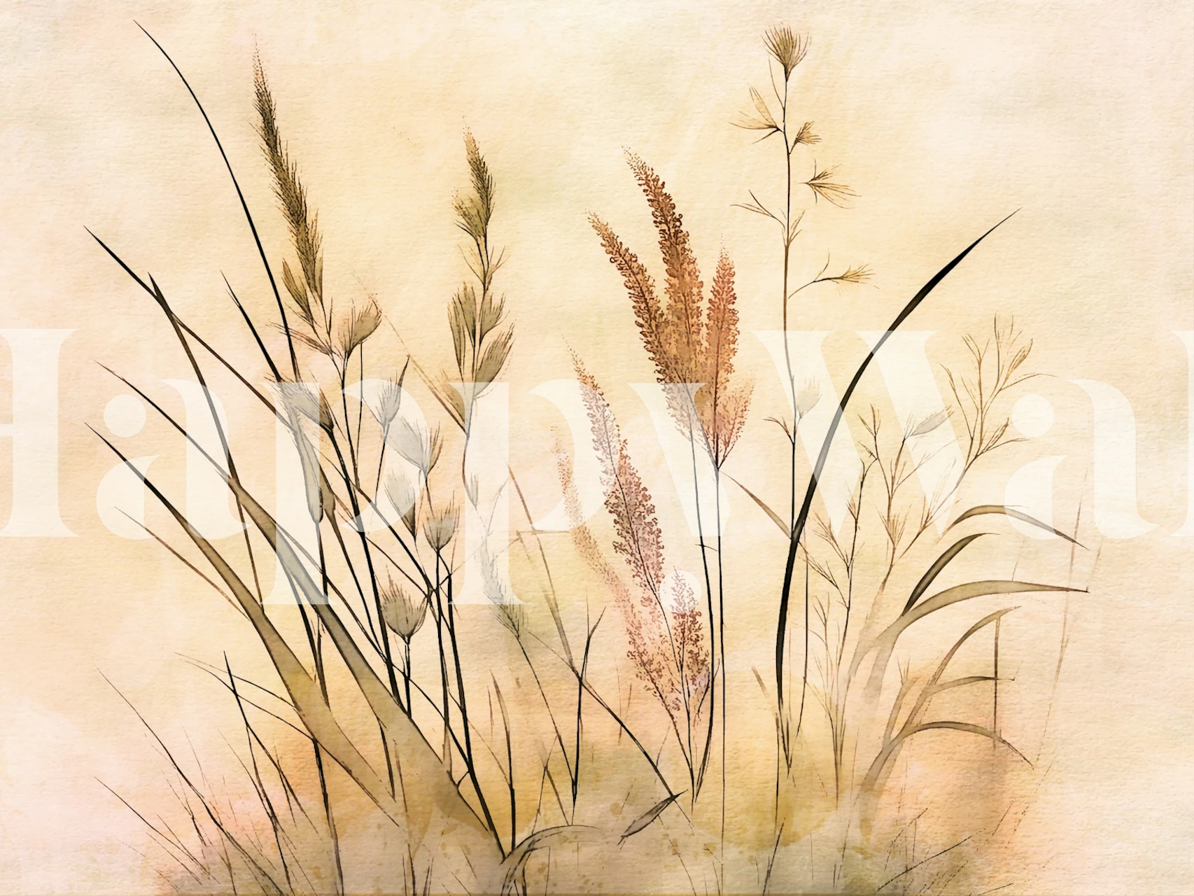 Carta da parati Flower Grass Sun in un ambiente camerale