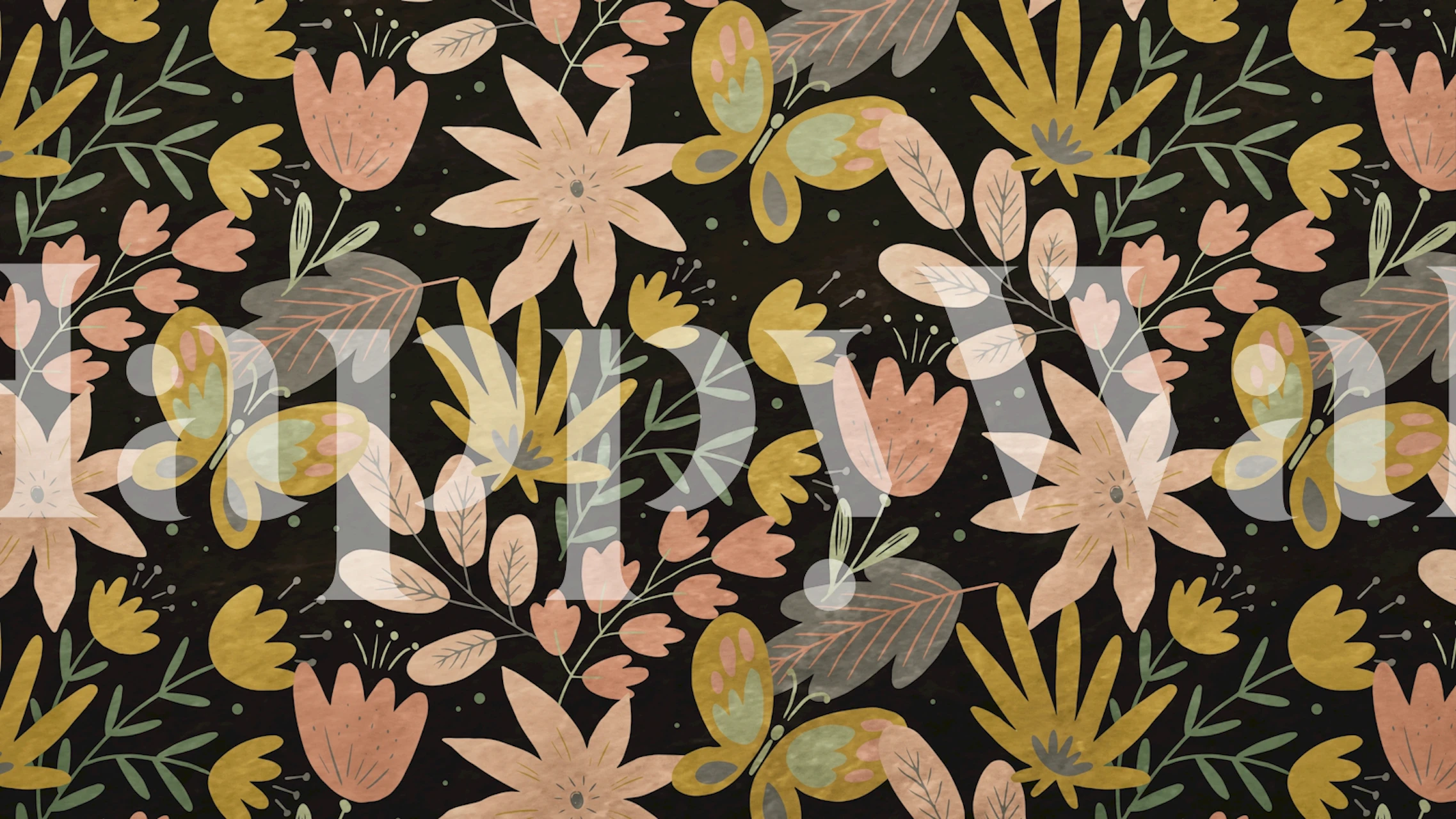 Beautiful Midnight Flowers wallpaper in a room