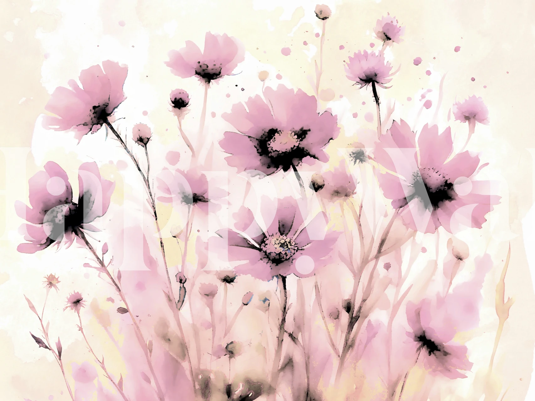 Design di carta da parati floreale con Soft Moody Flowers