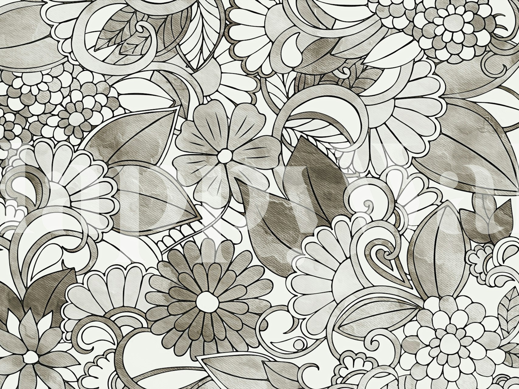 Neutral-tonad tapet med en Wabi Sabi-inspirerad pion- och vallmoblommorkonstdesign