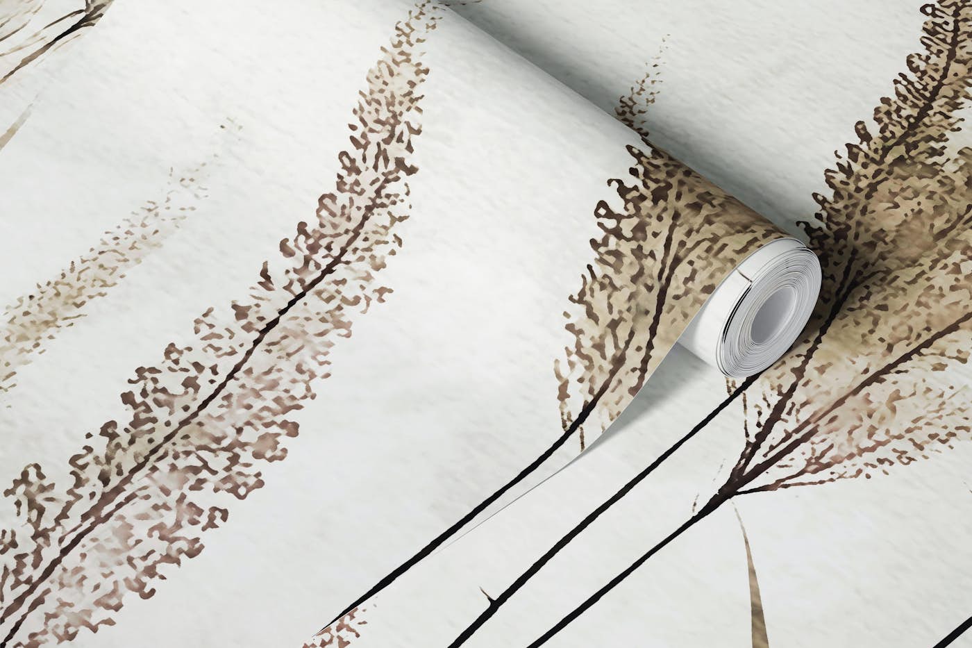 Soft Delicate Neutral Japandi Leaf Botanical wallpaper roll