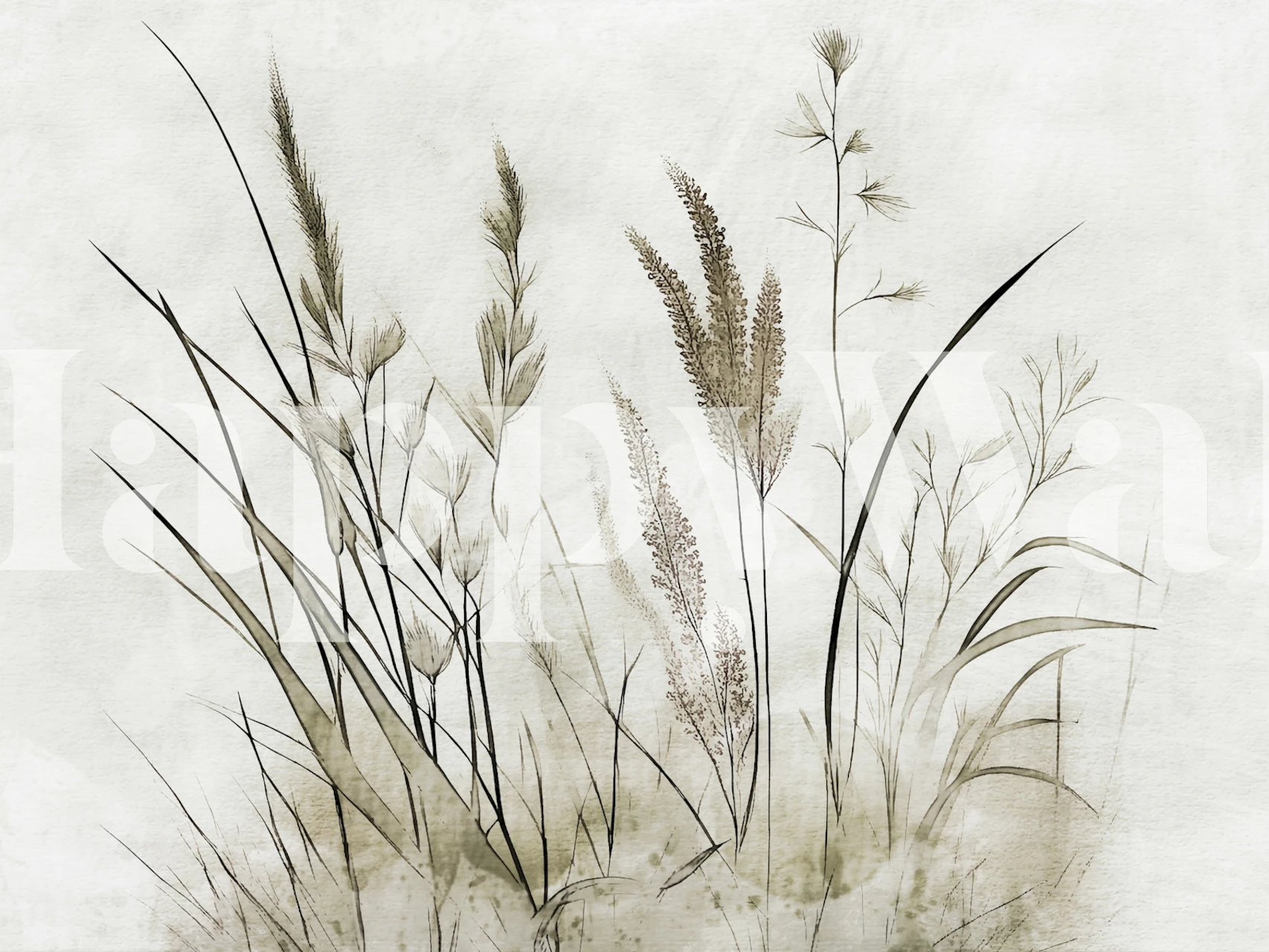 Mjuka, känsliga neutrala nyanser av löv i tapet i japansk stil