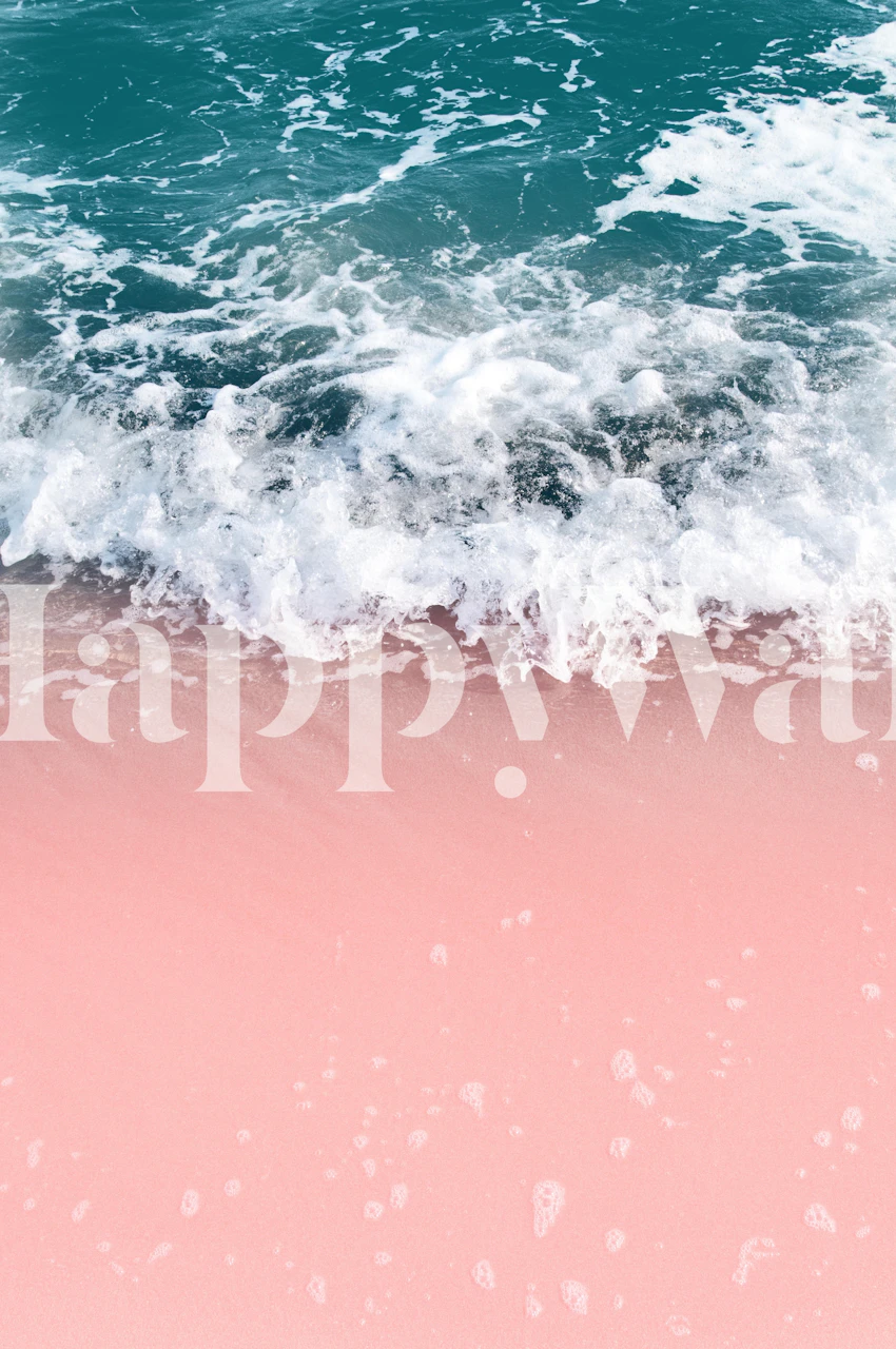 Ocean wave wall mural with turquoise waters meeting a sandy beach