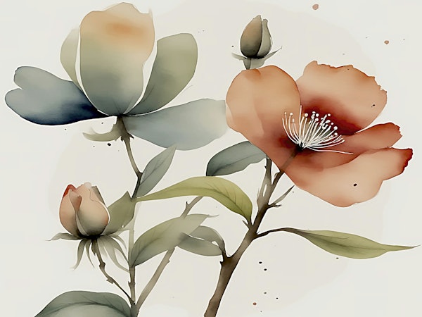 Peaceful Flower Leaf Antique