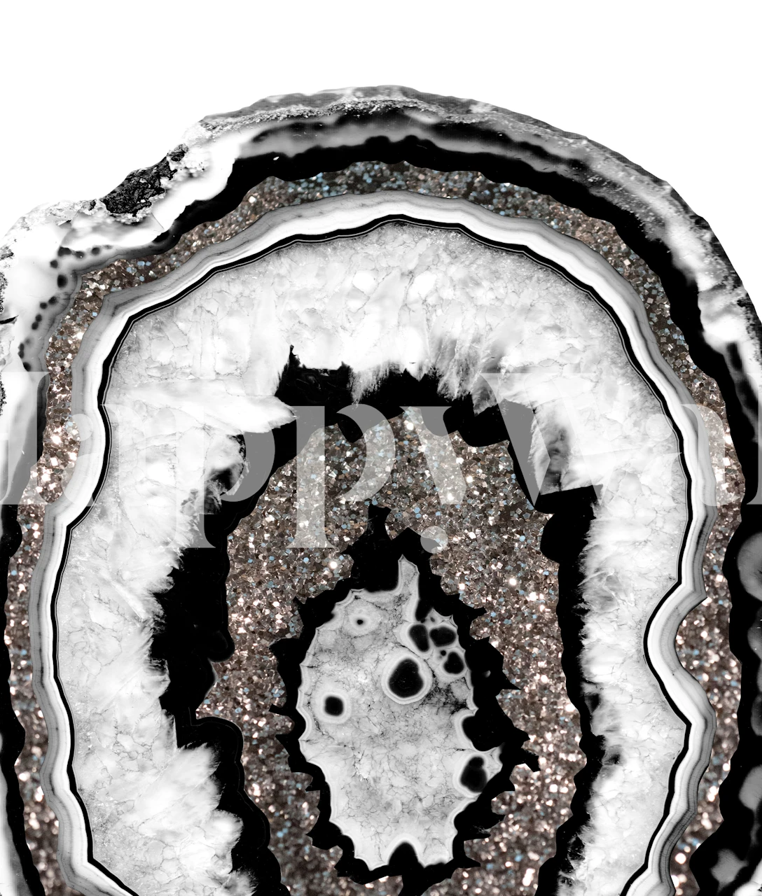 Gray Black White Agate tapet i ett rum