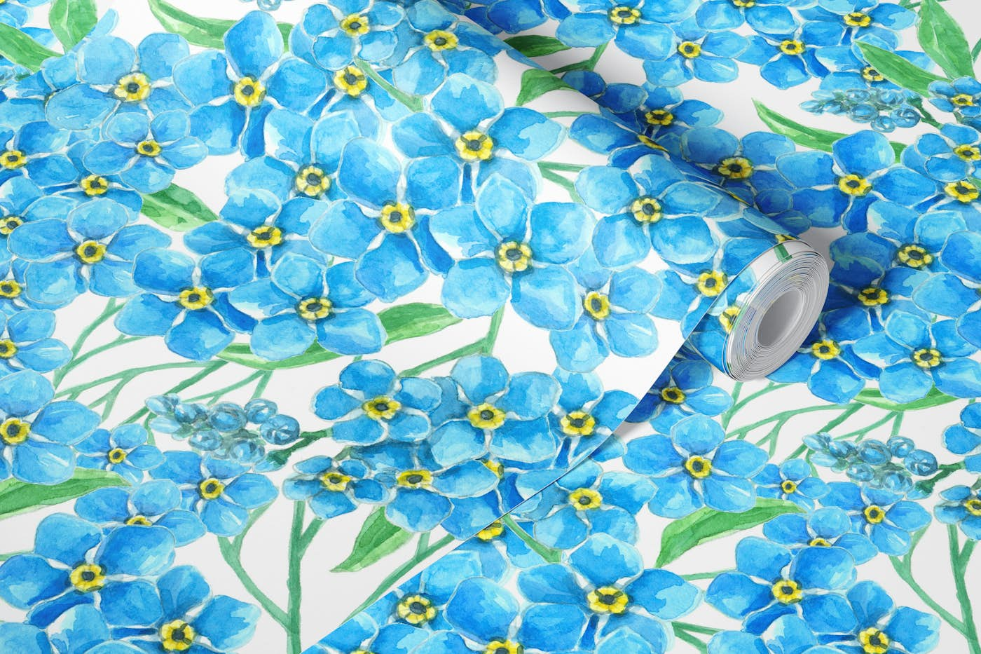 Forget me not bouquet wallpaper roll