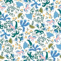 Unicorn in a floral garden papel pintado