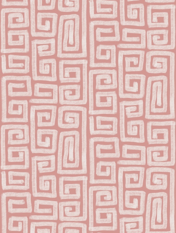 Handmade Painted Shapes Greek Key Dust Pink
