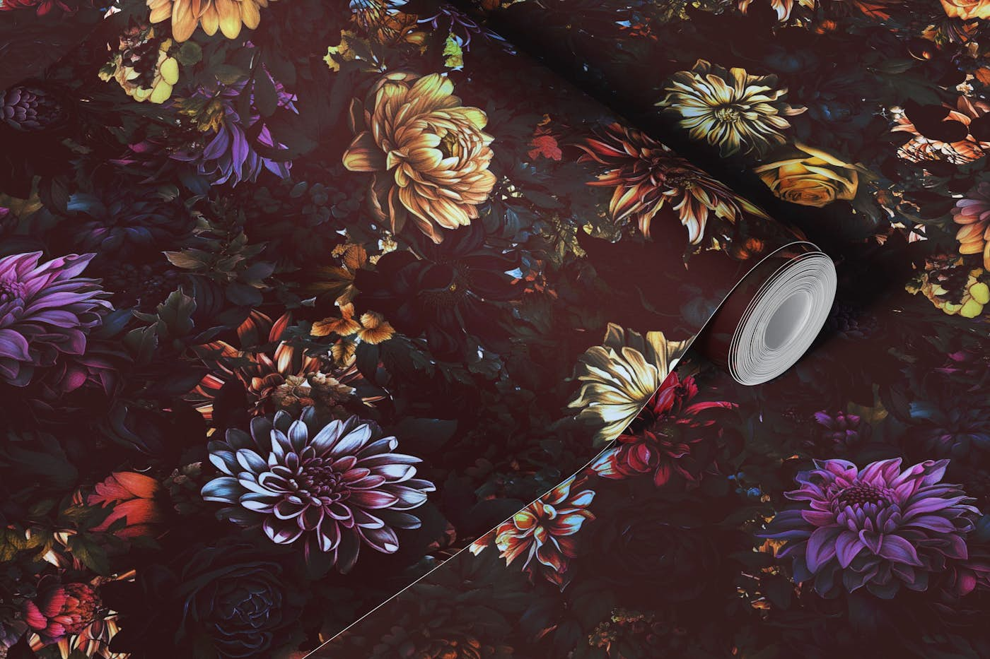 Gothic Dark Floral Design wallpaper roll