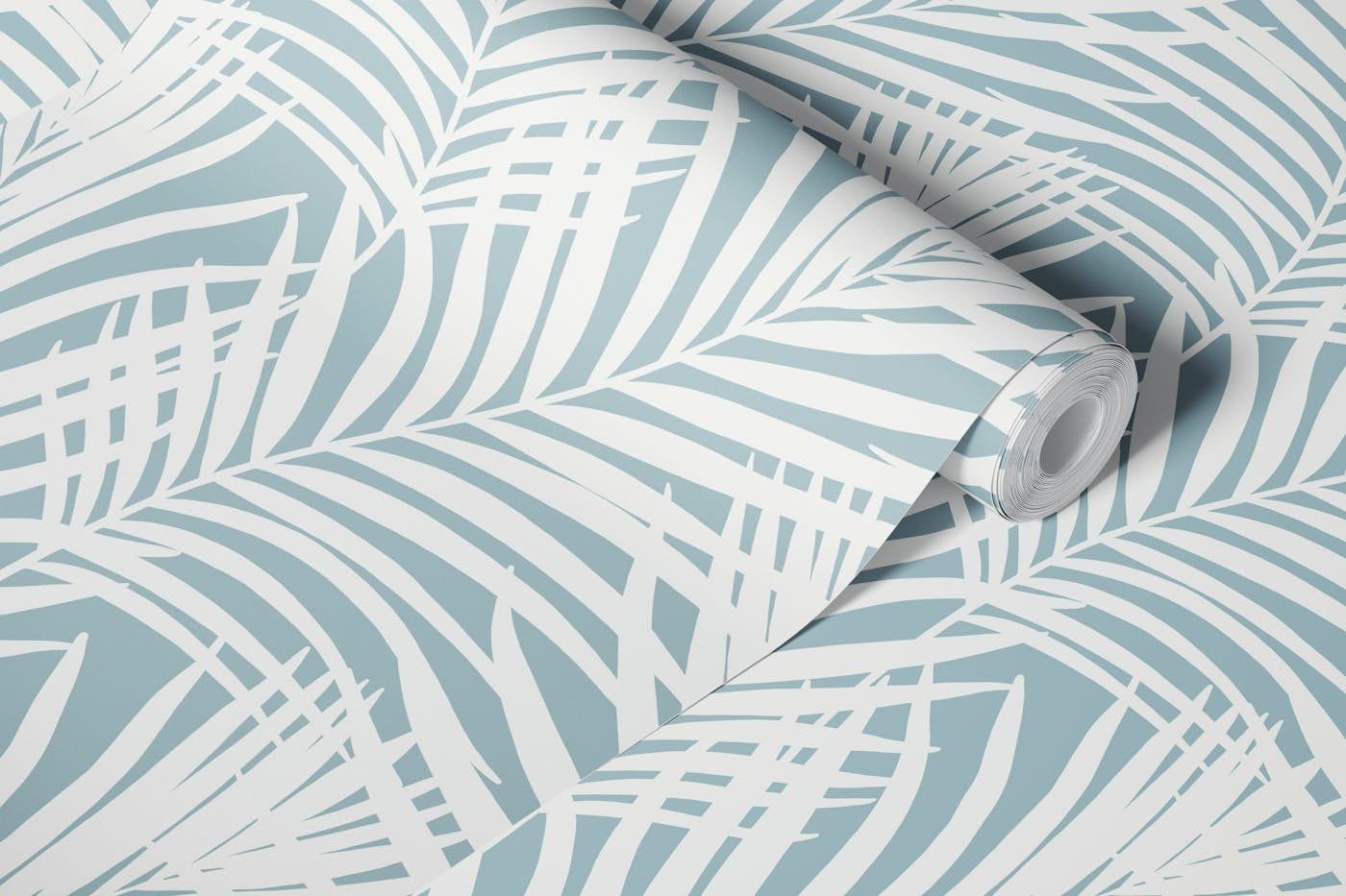 Coastal Palm Leaves - Scandi Blue 1 wallpaper roll