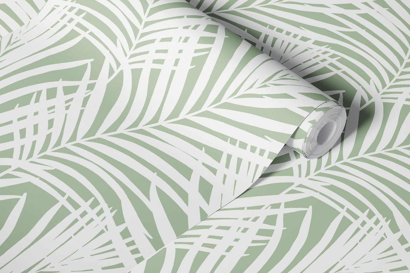 Coastal Palm Leaves - Sage Green 1 wallpaper roll