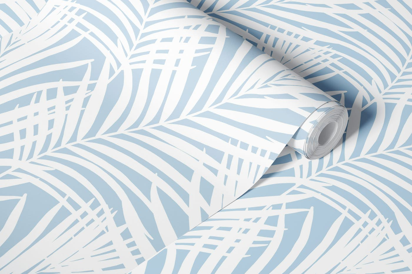 Coastal Palm Leaves - Air Blue 1 wallpaper roll