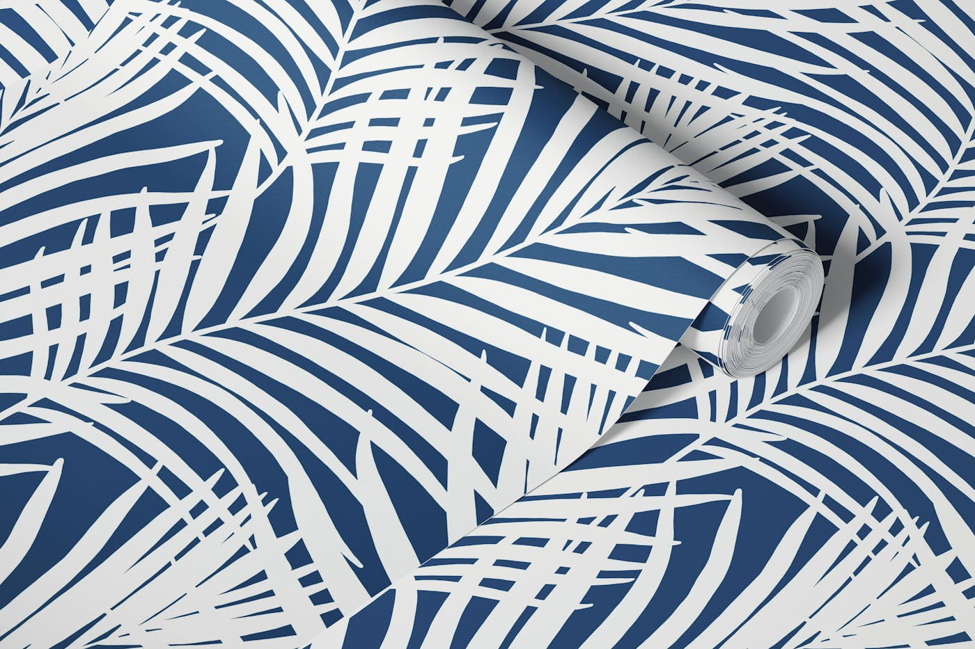 Coastal Palm Leaves - Indigo wallpaper roll