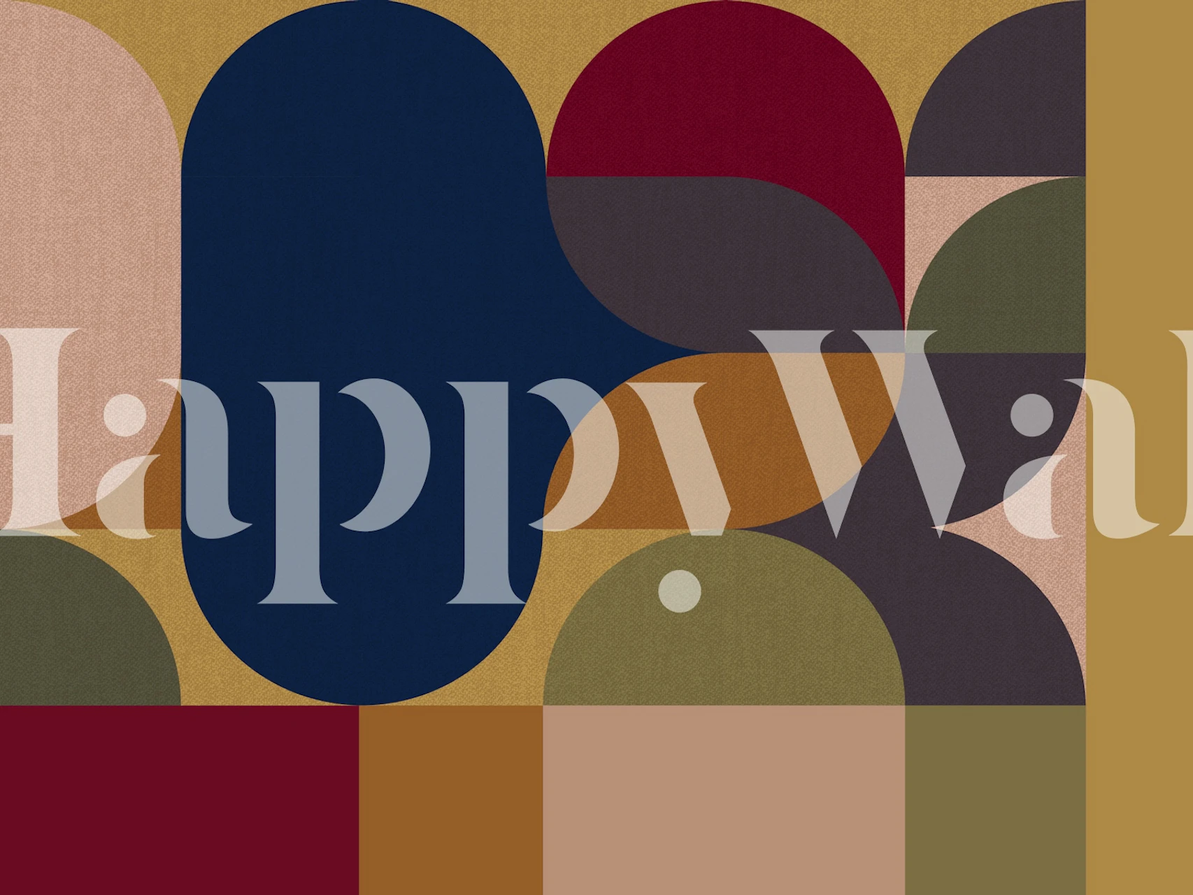 Geometric Retro Linen Collage tapet i et rom