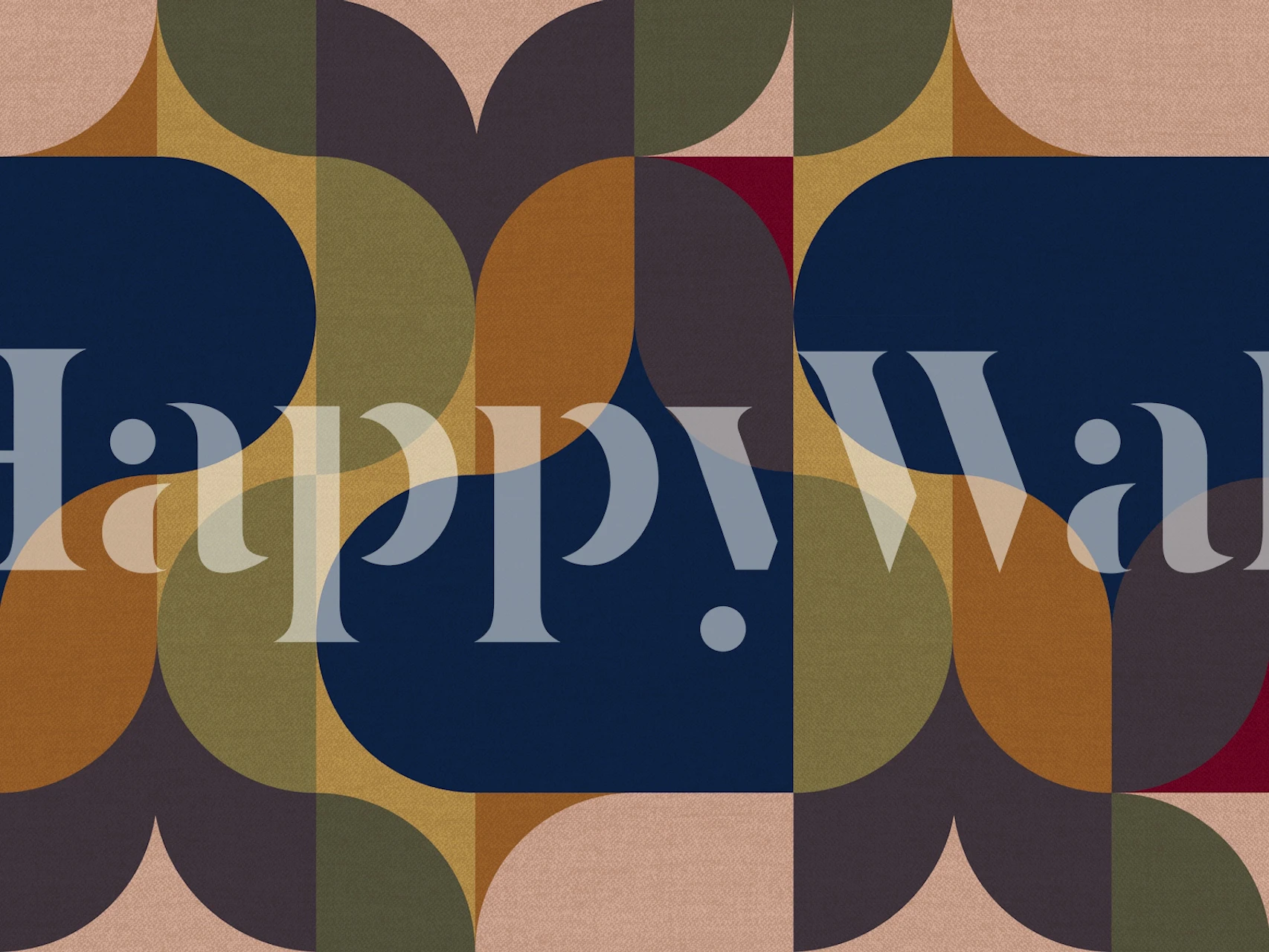 Tapeta Retro Fabric Collage vystavená v místnosti