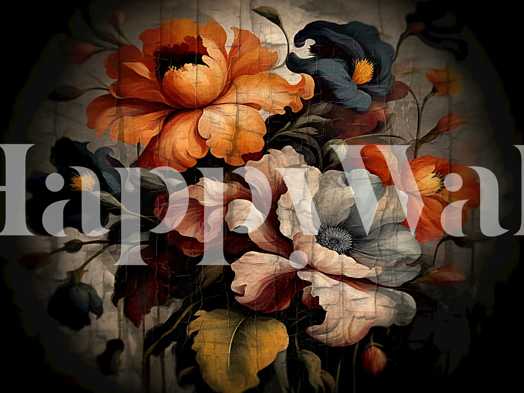 Moody Floral Antique behang in een kamer