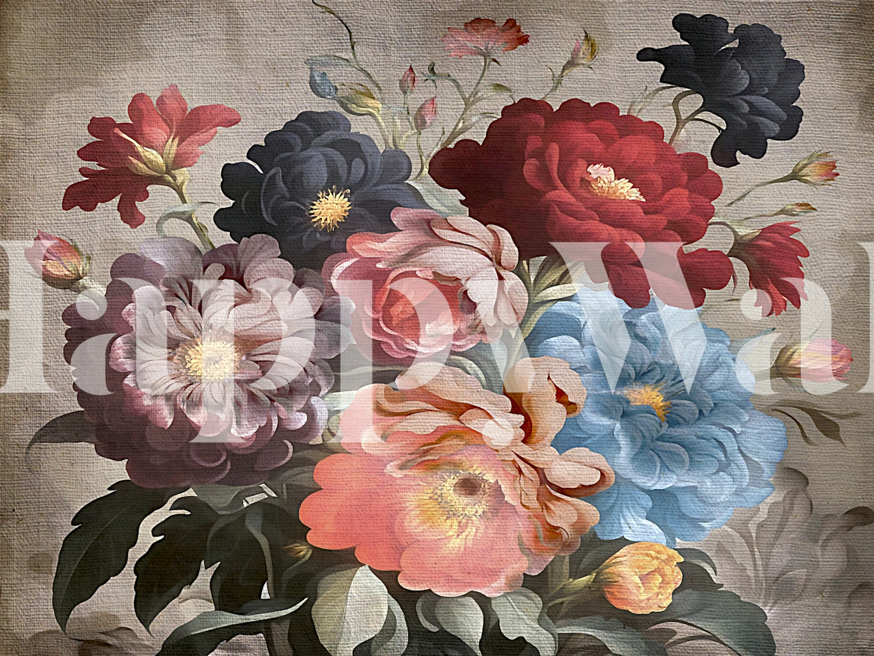 Old moody floral wallpaper in einem Zimmer