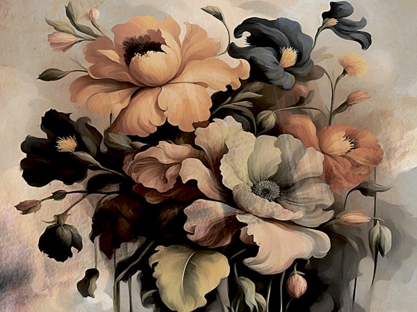 Surreal Moody Flower Painting