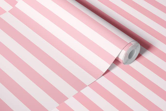 Pink horizontal stripeswallpaper roll